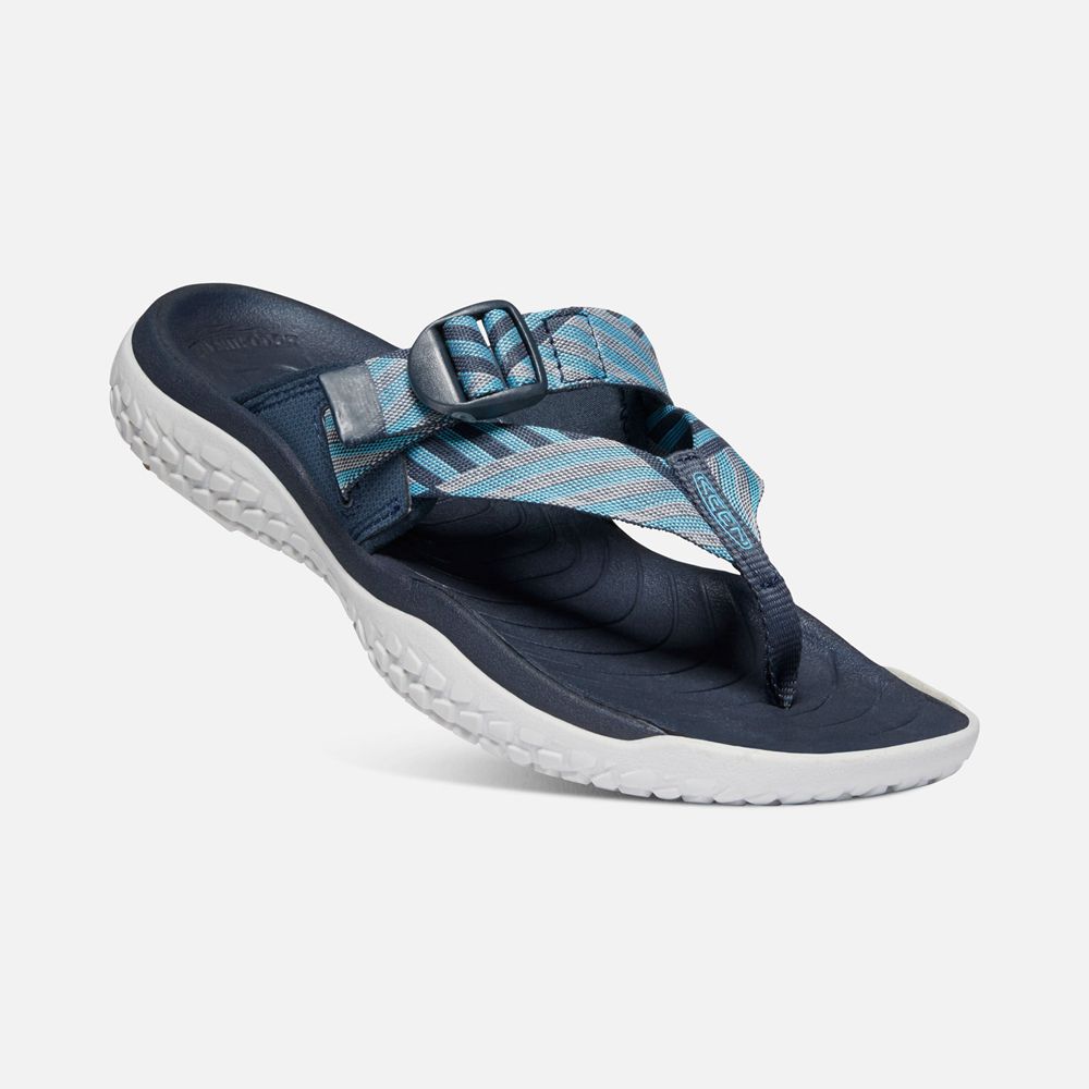 Keen Sandaal Dames Donker Blauw/Wit - Solr Toe Post Sandal - 24760-ZBLA